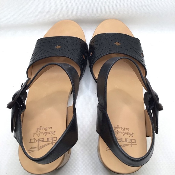 Dansko Womens Odele Black Tumbled Calf Block Heeled Sandals Size 40 (9.5-10 US) - Picture 9 of 12